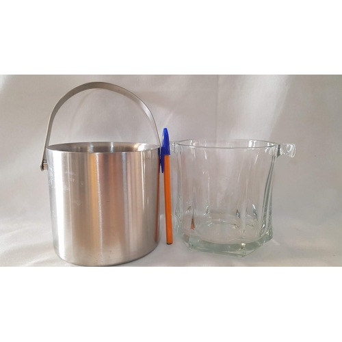 258 - 2 x Ice Buckets; Glass 'Johnny Walker' and Modern Stainless Steel, (2)