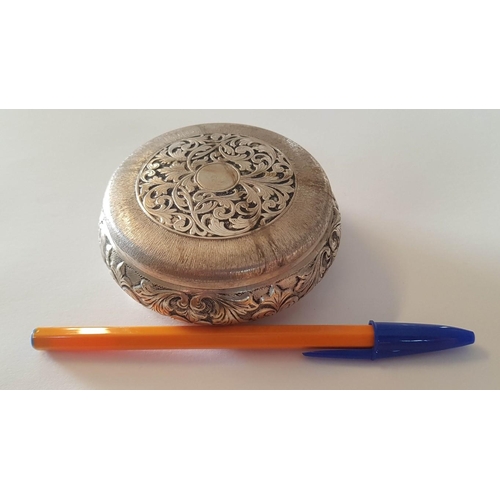 259 - Vintage Style Highly Ornate Trinket Box, Oriental Floral Pattern, Lidded, Silver Plated, Made in Ita... 