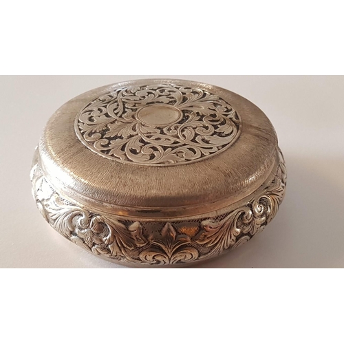 259 - Vintage Style Highly Ornate Trinket Box, Oriental Floral Pattern, Lidded, Silver Plated, Made in Ita... 