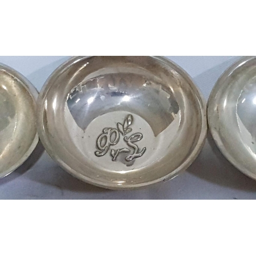 326 - 3 x Matching Vintage Cypriot Silver (Stamped S 830) Small Dishes, Embossed with Initials Greek Lette... 