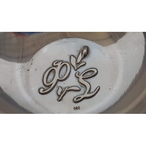 326 - 3 x Matching Vintage Cypriot Silver (Stamped S 830) Small Dishes, Embossed with Initials Greek Lette... 