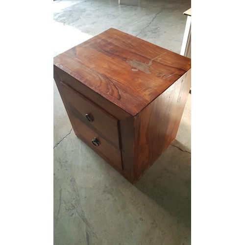 329 - Solid Wood Side Unit with 2-Drawers, (Approx.  50 x 40 x 56cm), (A/F Top-Discoloration)