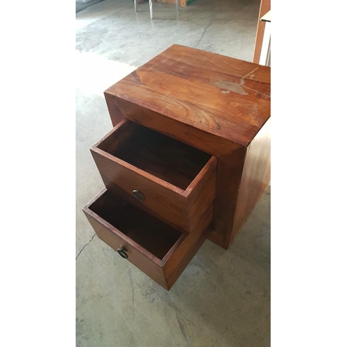 329 - Solid Wood Side Unit with 2-Drawers, (Approx.  50 x 40 x 56cm), (A/F Top-Discoloration)