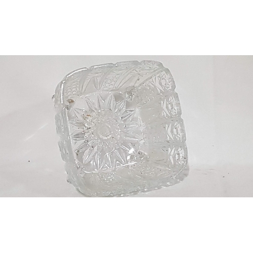 378 - Vintage Square Crystal 'Bon-Bon' Dish/Bowl, Footed and Highly Ornate, (Approx. 14cm x 14cm x 8.5cm).