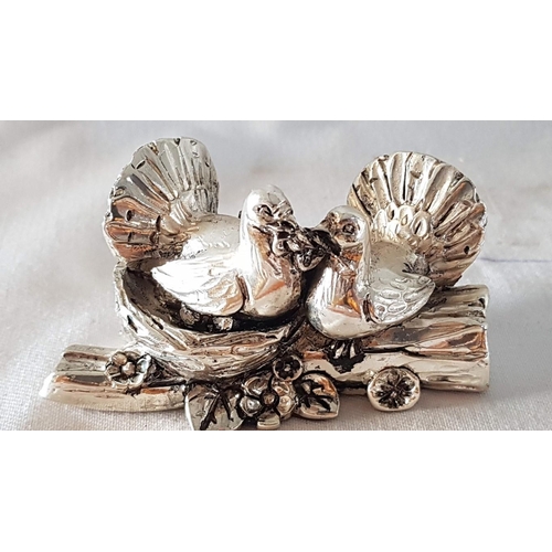 383 - Vintage Style Silver Tone Mini Tableware ( Mini Mustard and Salt Holders, Mini Pin Dish and ''Loving... 