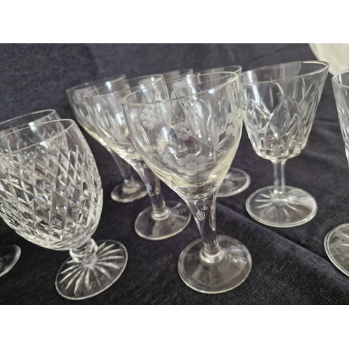 1055R - Collection of 12 x Assorted Crystal Glasses, Incl. Set of 4, 3 and Pair, Plus Three Others, (12)