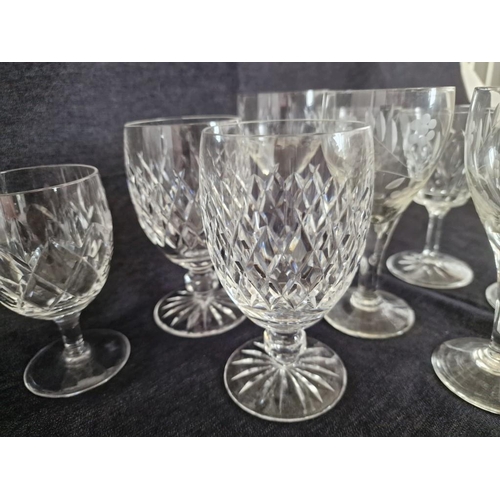 1055R - Collection of 12 x Assorted Crystal Glasses, Incl. Set of 4, 3 and Pair, Plus Three Others, (12)