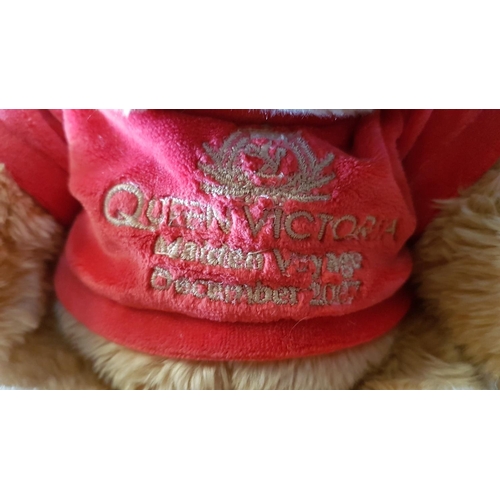 110 - 'Queen Victoria' Cunard Plush Teddy Bear in Red Sweater, October 2007, (Approx. H: 19.5cm)