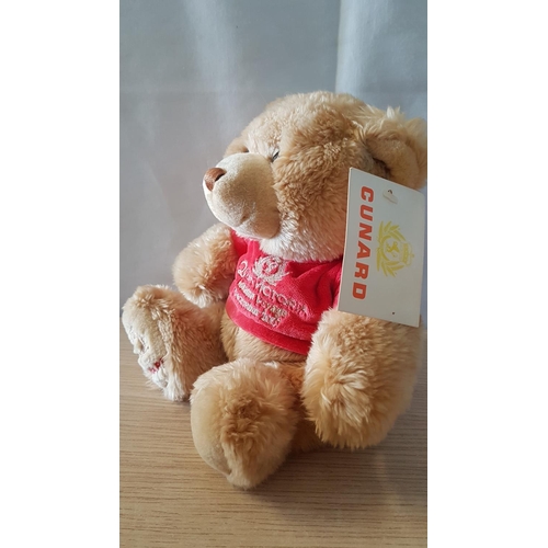 110 - 'Queen Victoria' Cunard Plush Teddy Bear in Red Sweater, October 2007, (Approx. H: 19.5cm)