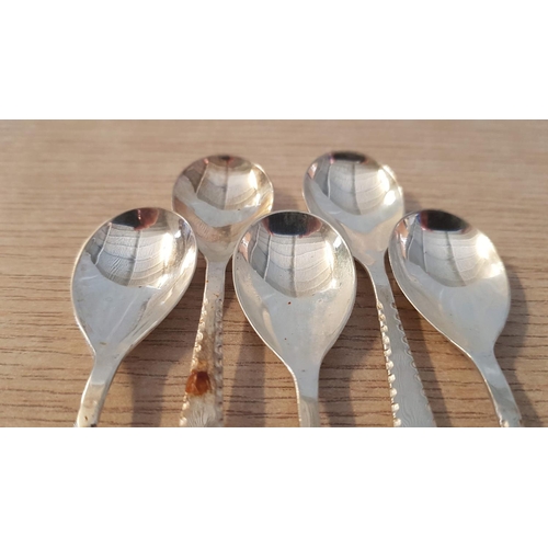 121 - Silver (.800) Coffee Spoons with Classic Lefkara  Style Handles, Set of 5, (Approx. 72.7g)