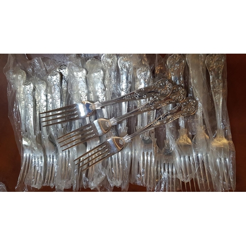 125 - Large Silver Plated Cutlery Set, with Ornate Classic Pattern and Shape, Made in Sheffield, (England)... 