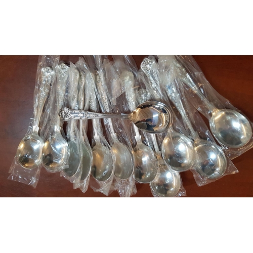 125 - Large Silver Plated Cutlery Set, with Ornate Classic Pattern and Shape, Made in Sheffield, (England)... 