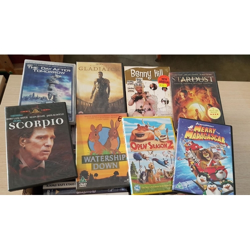 177 - Assorted Collection of DVD's, More than 50 Pcs, Inc: 'Gladiator', 'Benny Hill', 'Merry Madagascar' a... 