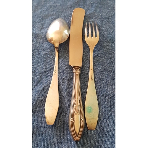 18 - Vintage Silver .800 3-Piece Child's Cutlery Set (Fork, Spoon & Knife) with 'Classic Royal' Pattern, ... 