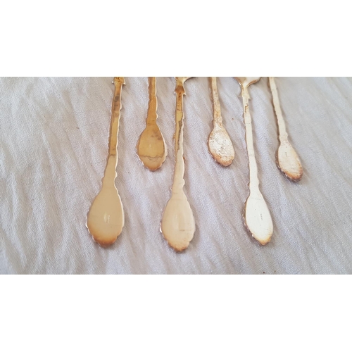 180 - Set of 6 x Silver (.800) Vintage Style Tea Spoons with Decorative Handles, (Approx. 90.8g)