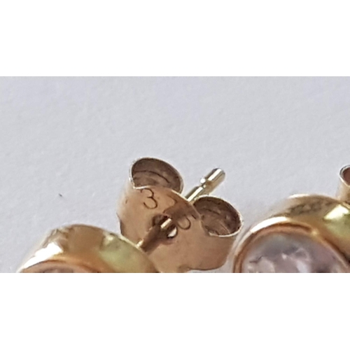 226 - 9ct Yellow Gold Earrings, Stud Style with Single Clear Stone, (Approx. 0.9g).