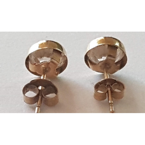 226 - 9ct Yellow Gold Earrings, Stud Style with Single Clear Stone, (Approx. 0.9g).