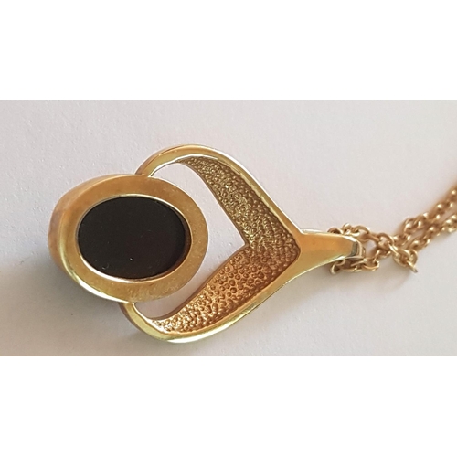 230 - 9ct Yellow Gold Chain, with Decorative Pendant with Large Black Stone. Together with Matching Pair o... 