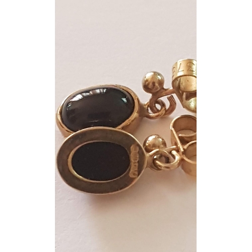 230 - 9ct Yellow Gold Chain, with Decorative Pendant with Large Black Stone. Together with Matching Pair o... 