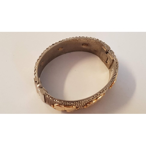 234 - Silver and Gold Tone Bangle Bracelet, Decorated with Elephant Image. (Approx. 6.5cm x 5.5cm).