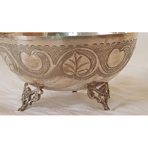 297 - Vintage Cypriot Silver 830 Bowl/Dish with Leafy Embossed Design, (Approx. Ø: 10cm, H: 5cm, 75g)