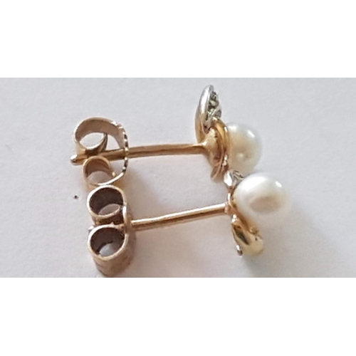 313 - 9ct Yellow Gold Earrings with Swirl/Single Pearl Design. Approx. 1.2g