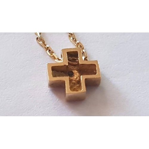 314 - Yellow Gold 9ct (Hallmark 375) Necklace with Square Cross Pendant (Little Diamond Centre). Approx. 1... 