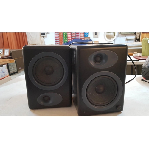 359 - 'Audioengine 5 New Features' Pair of Speakers, Black, Untested, 18cm x 20cm x 26cm Each.