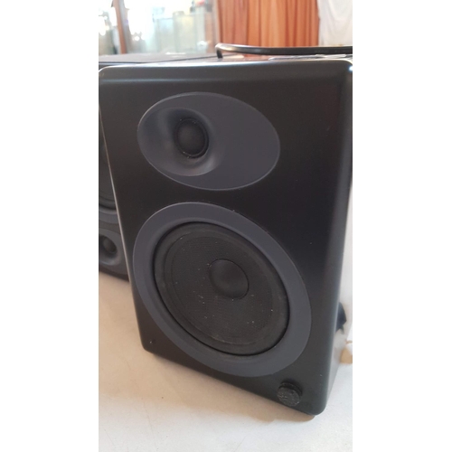 359 - 'Audioengine 5 New Features' Pair of Speakers, Black, Untested, 18cm x 20cm x 26cm Each.