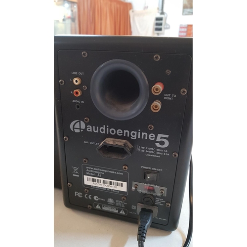 359 - 'Audioengine 5 New Features' Pair of Speakers, Black, Untested, 18cm x 20cm x 26cm Each.