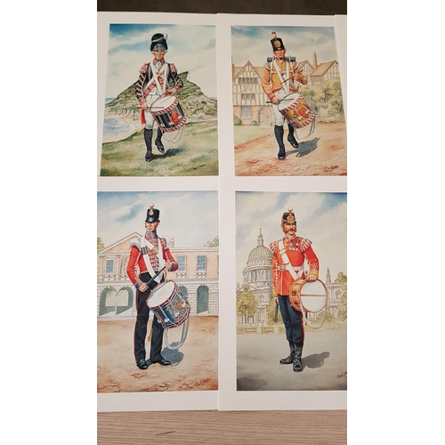 40 - 'Drummers Past and Present of The Princess of Wales's Royal Regiment' Collection of 17 x Prints (Fro... 