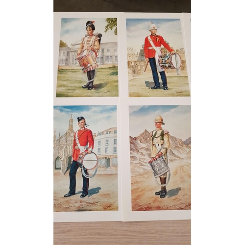 40 - 'Drummers Past and Present of The Princess of Wales's Royal Regiment' Collection of 17 x Prints (Fro... 