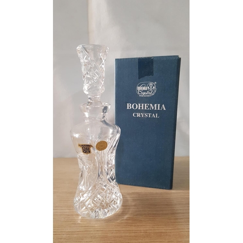 446 - Bohemia Crystal Mini Decanter with Stopper, Made in Czech Republic, H: 18.5cm, Un-Used, Original Box... 