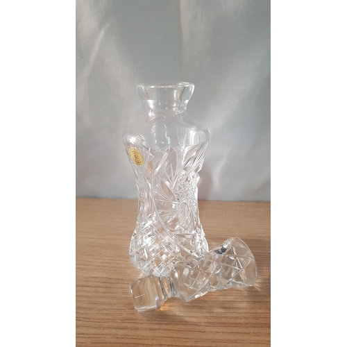 446 - Bohemia Crystal Mini Decanter with Stopper, Made in Czech Republic, H: 18.5cm, Un-Used, Original Box... 