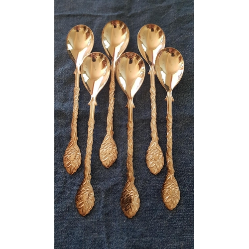 450 - Set of 6 x Silver Cypriot 800, Tea Spoons with Decorative Floral Pattern Handles, (Approx. 78.8g)