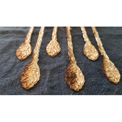 450 - Set of 6 x Silver Cypriot 800, Tea Spoons with Decorative Floral Pattern Handles, (Approx. 78.8g)