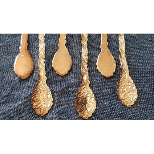 450 - Set of 6 x Silver Cypriot 800, Tea Spoons with Decorative Floral Pattern Handles, (Approx. 78.8g)