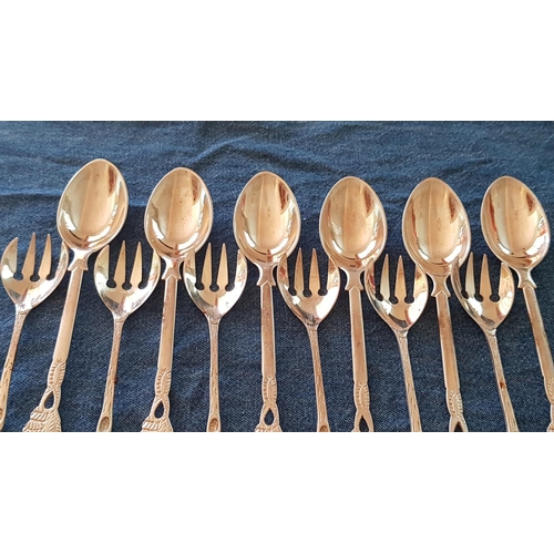 452 - Vintage Silver Cypriot 800 Cutlery, 6x Tea Spoons and 6x Cake Forks with Floral Pattern Handles, App... 