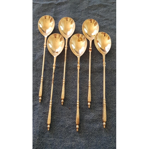 453 - Vintage Silver Cypriot 830, Set of 6x Tea Spoons (Russian Style), Approx. 88.8g