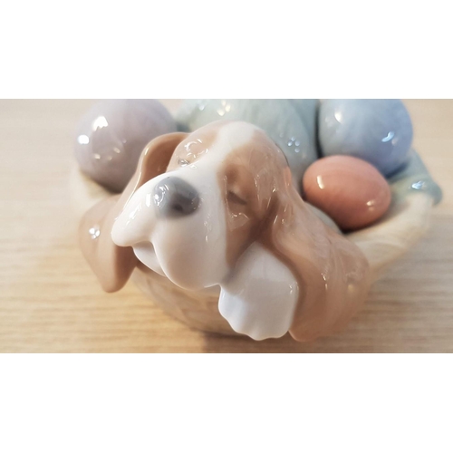 132 - Nao by Lladro, 'Dozing Doggy' (Basset Hound), Spanish Porcelain Figurine (#1406), (Approx. 12.5 x 12... 