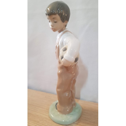 135 - Nao by Lladro 'Wanna Play' (Boy with Ball), Porcelain Figurine, Made in Spain (#1068), (Approx. H: 1... 