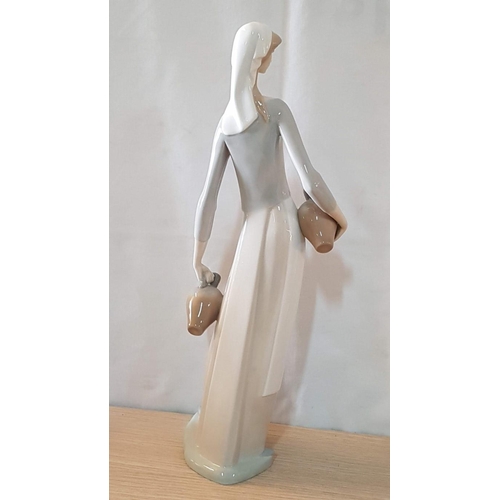 136 - 'Nao' by Lladro 'Young Lady Carrying Jugs', Porcelain Figurine, Made in Spain, (Approx. H: 39cm).