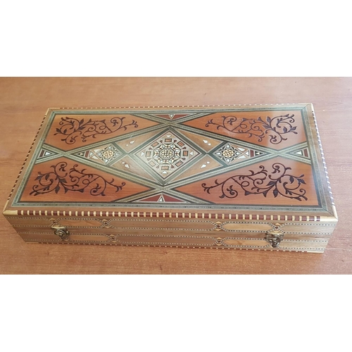 2 - High Quality Inlay with Mother of Pearl and Engraved Large Backgammon Game, Approx. 51.5cm x 25.5cm ... 