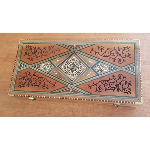 2 - High Quality Inlay with Mother of Pearl and Engraved Large Backgammon Game, Approx. 51.5cm x 25.5cm ... 