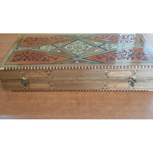 2 - High Quality Inlay with Mother of Pearl and Engraved Large Backgammon Game, Approx. 51.5cm x 25.5cm ... 