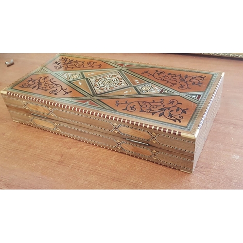 2 - High Quality Inlay with Mother of Pearl and Engraved Large Backgammon Game, Approx. 51.5cm x 25.5cm ... 