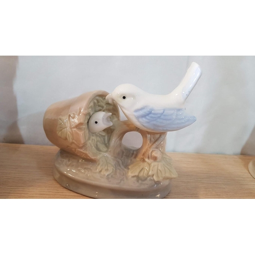 269 - Lladro Style Porcelain Figurines, Made in Spain, 'Birds' (Approx. 15.5cm x 12.5cm x 9cm), 'Girl with... 