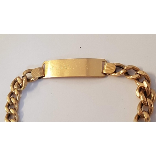 281 - 18ct Gold Identity Bracelet with Safety Chain, (Approx. L: 25cm, 12g)