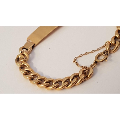 281 - 18ct Gold Identity Bracelet with Safety Chain, (Approx. L: 25cm, 12g)