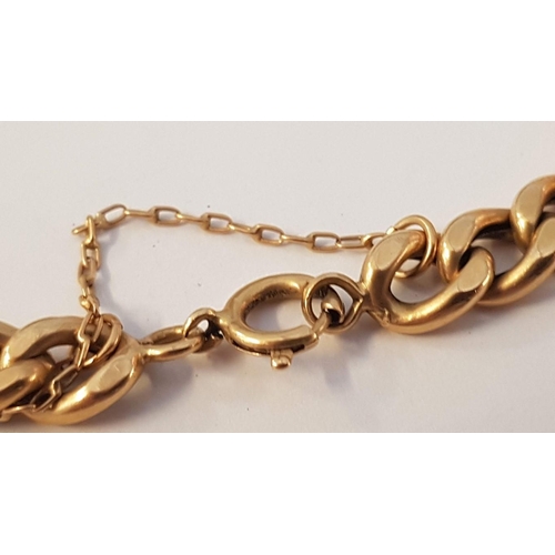 281 - 18ct Gold Identity Bracelet with Safety Chain, (Approx. L: 25cm, 12g)